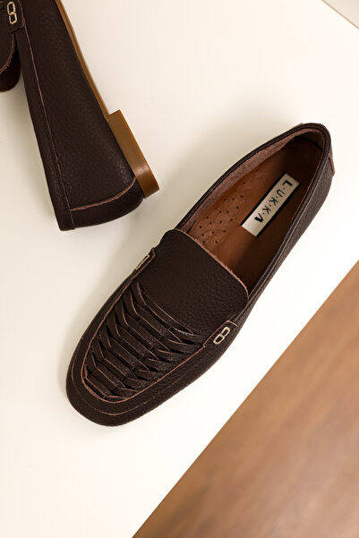 by selvi Lukka Shoes Genuine Leather Women's Alvin Bitter Brown Handmade Ball...