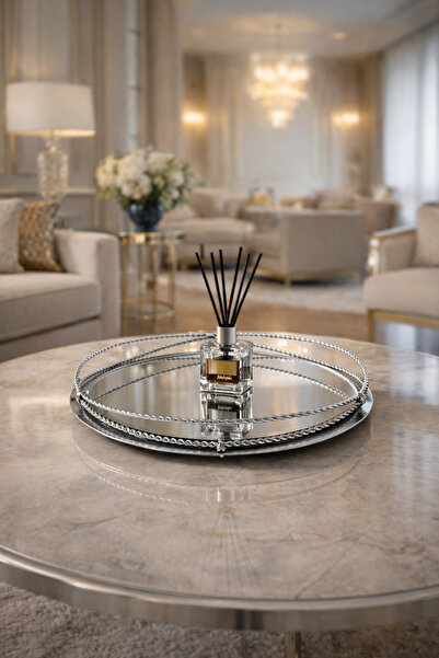 EvLight Mirrored Metal Silver Promise Engagement Presentation Tray