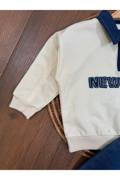 Bolly Baby New York Embroidered Polo Collar Lycra Jeans Seasonal Oversize Baby Boy Suit