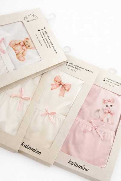 BEYAZ BEBE 2-Piece Girls' Flexible Cotton Tank Top and Underwear Set