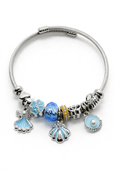 MakeWell سوار ساحر من الفولاذ المقاوم للصدأ على شكل قلب حصان البحر ونجمة الهل...