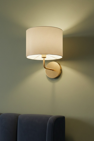 decory De-Nora Decorative Wall Sconce with Fabric Headboard, Modern Bedside S...