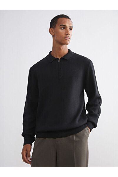 LC Waikiki Rmz Gi̇yi̇m Farkiyla Devrik Roba Collar Men's Knitwear Sweater