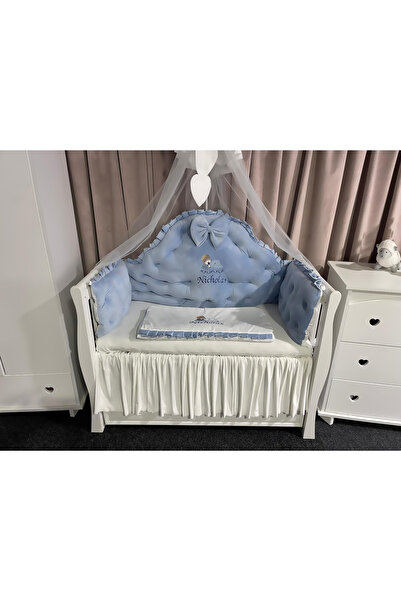 PeppiBambini Personalized 11-piece cot bedding REGAL Velvet Blue -