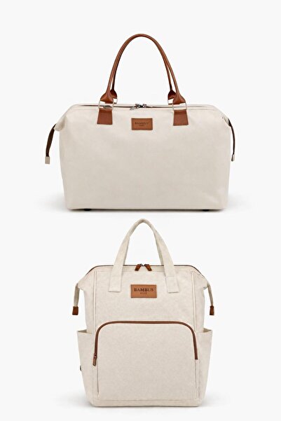 Bambus 2'li Set Anne Bebek Bakım Sırt Çantası El Ve Omuz Çantası