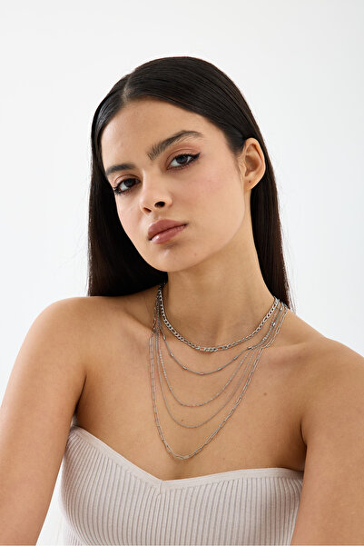JİMNY JEWELRY Luxa Steel 5-Piece Necklace Set