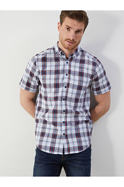 LC Waikiki Peak New Season Regular Fit Short Sleeve Plaid Men's Shirt