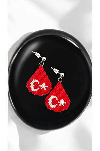 SEARD Miyuki Bead Handmade Turkish Flag Earrings 1