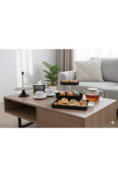 Generic An elegant hospitality set including a dessert stand, serving tray, c...