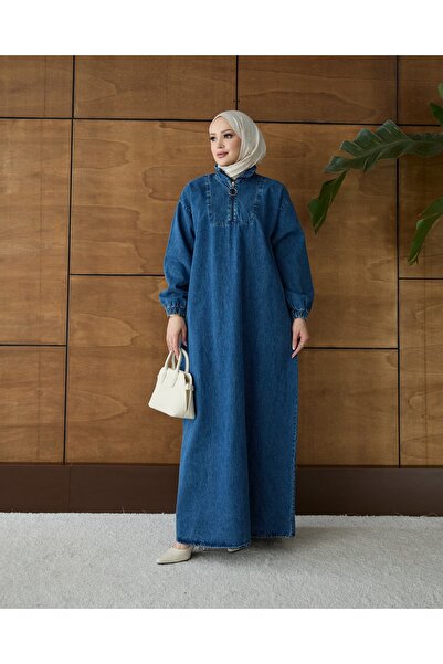 sevannaluxurydesign Fermuar detaylı denim elbise