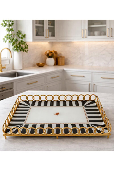 nuvom Bird patterned black and white luxury stylish presentation tray special...