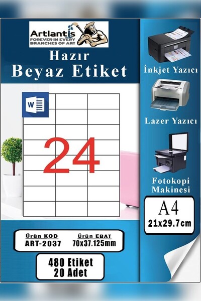 Artlantis A4 etiketa spremna za štampanje 70x37,12 mm 20 listova 1 paket od 2...