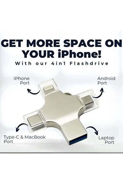 Generic 4-in-1 USB Flash Drive 64GB – USB + Type-C + Lightning, Compatible wi...