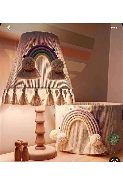 Saatistan El yapımı şık makrome avize ve abajur seti, doğal dekorasyon seçeneği