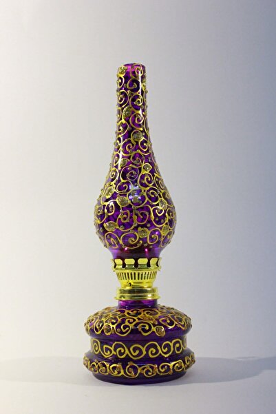 Saatistan Vitray Desenli Gaz Lambası, 11 cm Çap, 33 cm Yükseklik, Şık Tasarım