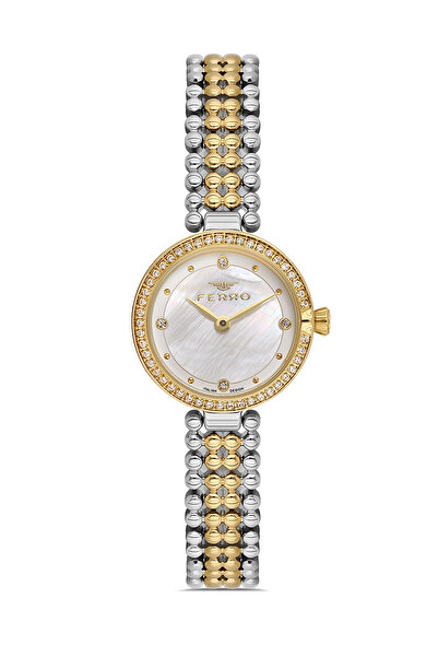 FERRO Yellow and Silver Steel Cord Women's Wristwatch Fl43039A-D 3Atm Water R...