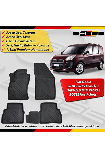 BOSSE North Fiat Doblo Paspas Araca Özel 2010-2015 Derin Havuzlu 3D Paspas No...