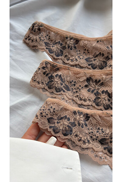 YOYYO 3-Pack Floral Patterned Thong with Floral Lace Detail