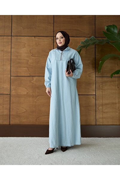 sevannaluxurydesign Fermuar detaylı denim elbise