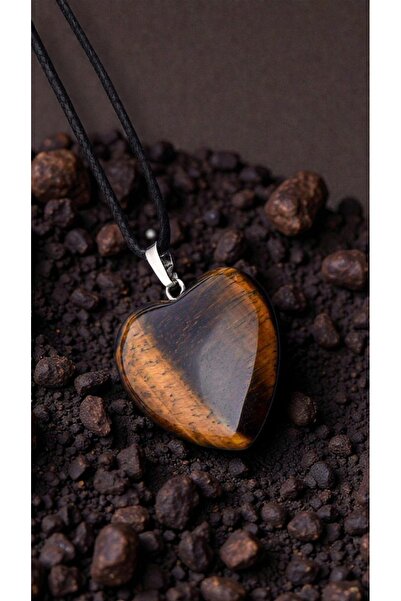 chic crazze قلادة بتفاصيل على شكل قلب من حجر عين النمر الطبيعي