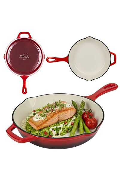 Other EMALIOWANA PATELNIA ŻELIWNA 26cm HAGE CZERWONA