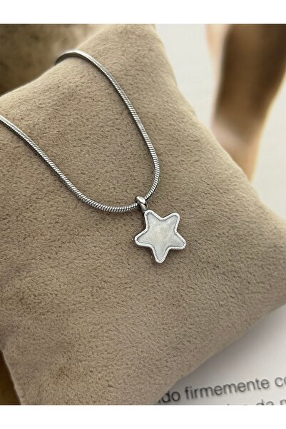 roshel Tarnish Resistant Steel Enamel Star Pendant Silver Color Women's Neckl...