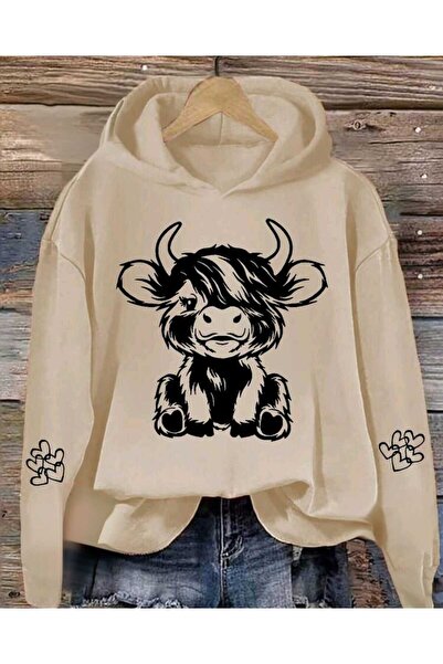 DİVİN Women's Printed Sweatshirt Quality Fabric Oversized Cut