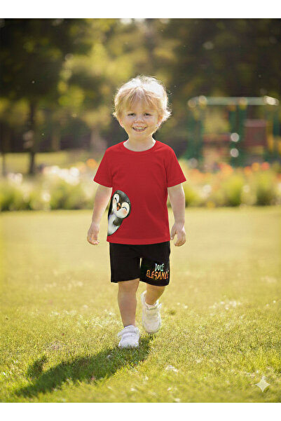 DOCE ELEGANTE SET DE VARĂ PENTRU COPII CU IMPRIMEU PINGUIN DRĂGUȚ