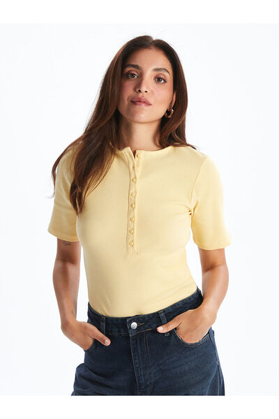 LC Waikiki Γυναικείο μπλουζάκι Özmarka New Season με υφή και λαιμόκοψη ποδηλάτου