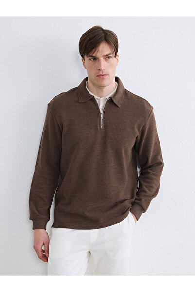 LC Waikiki سويت شيرت بولو بني للرجال