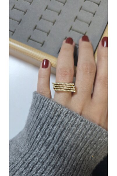 ARTEMİSİA Premium Design Sparkling Women's Double Color Ring Adjustable Witho...