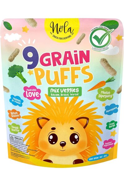 NOLA 9 Grain Healthy Puffs Veggies 25g - Gluten-Free Kids’ Snack