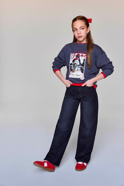 DeFacto 90's Wide Leg Anthracite Girls' Jean Pants G4647A8/Nm36