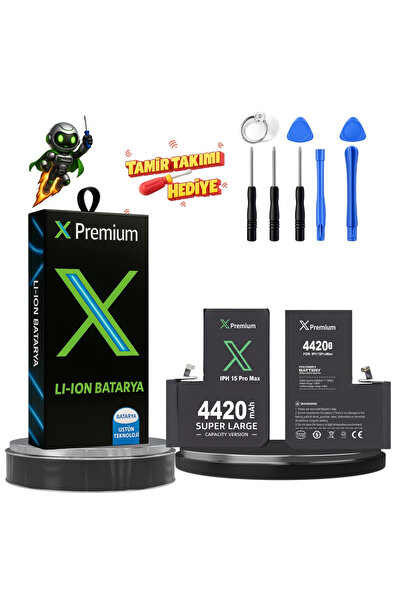 X PREMİUM iPhone 15 Pro Max Batarya Xpremium – 4420 mAh Süper Yüksek Kapasite...