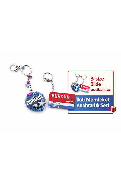 Home Burdur Hometown Themed Handmade Set of 2 Keychains