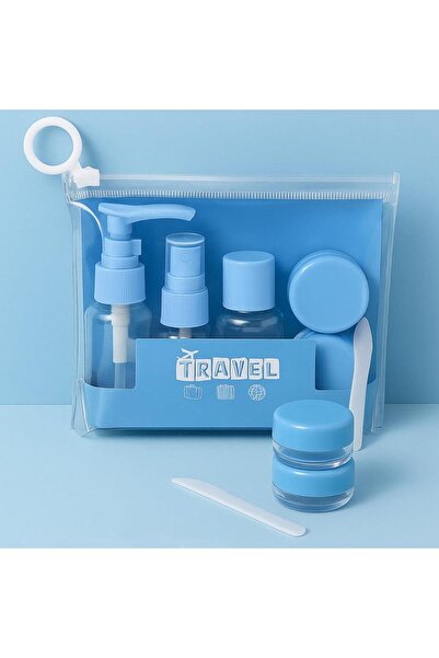 sanal trend مجموعة زجاجات مستحضرات التجميل المكونة من 6 قطع باللون الأزرق مع ...