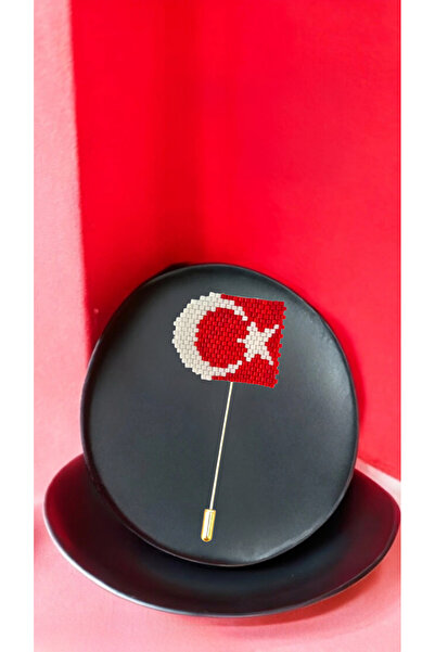 SEARD Miyuki Boncuk El Yapımı Türk Bayrağı Broş - Yaka İğnesi 2