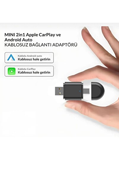 KTR TECH Yeni Tasarım Mini Kablosuz İos Android Uyumlu Carplay Usb ve Type-c ...