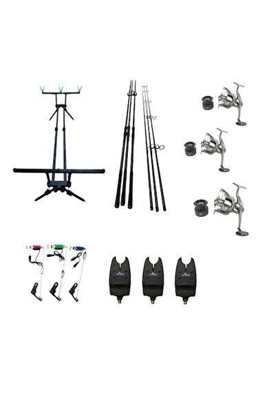 eastshark Set Complet Pescuit, 3 Lansete Carbon 3, 90m, 2 Segm, 3 Mulinete 80...