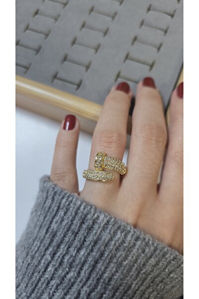 ARTEMİSİA Premium Design Sparkling Women's Double Color Ring Adjustable Witho...