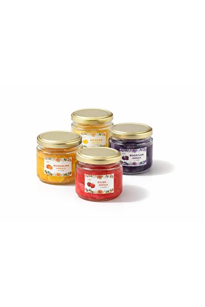 aralmini El Yapımı Kavanoz Mum 4’lü Karışık Meyveli Set | Doğal Görünümlü | D...