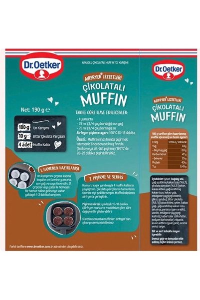 Dr. Oetker Airfryer Serisi Çikolatalı Muffin 190 Gr