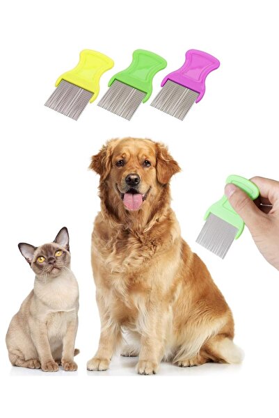 sanal trend مشط شعر القطط والكلاب لتنظيف الشعر مع مقبض للعناية بالشعر، قطعة و...