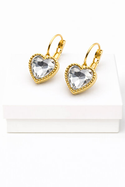 MakeWell High-Quality Brass Dangle Earrings with Heart Stone Detail – Elegant...