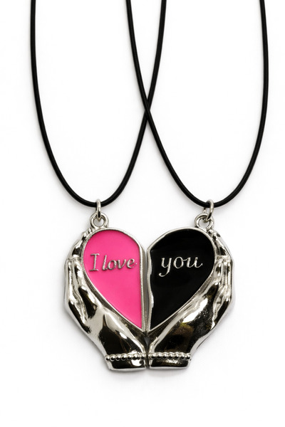MakeWell Magnetic Heart Figured 2-Piece Lover Necklace – I Love You Written C...