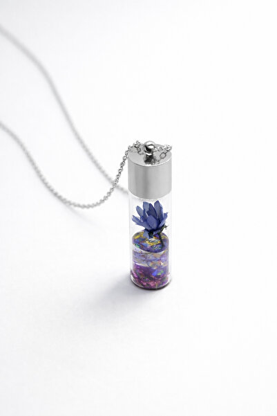 MakeWell Pendant with Real Flower Design Inside Glass – Elegant Women's Neckl...