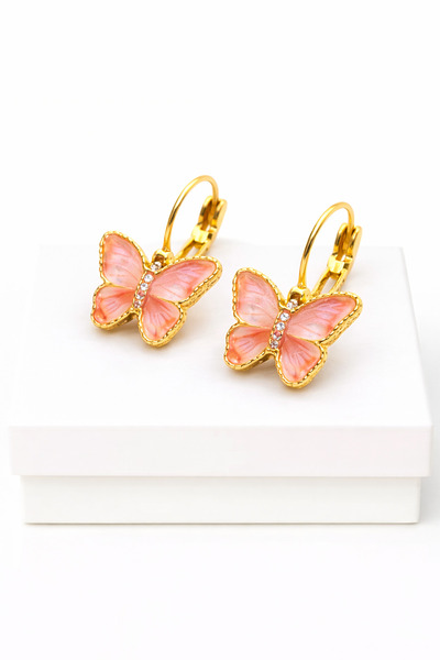 MakeWell High-Quality Brass Dangle Earrings with Purple Butterfly Figure – El...