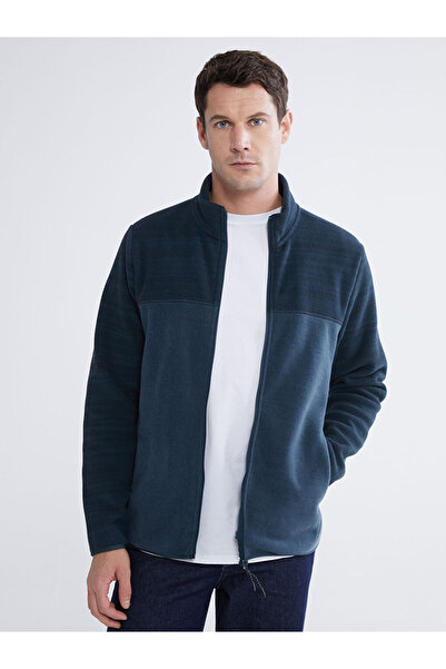 LC Waikiki سويت شيرت رجالي من البوليستر ذو ياقة عالية وسحّاب من بترول