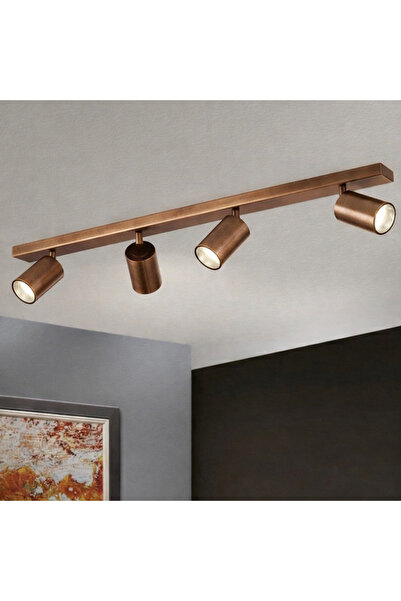 demet habek mylights Dörtlü 4’lü Led Tavan Spot El Yapımı Fırçalanmış Bakır M...