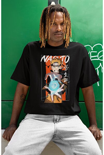 SEVBANO Tricou unisex supradimensionat cu imprimeu Naruto Uzumaki, cu persona...